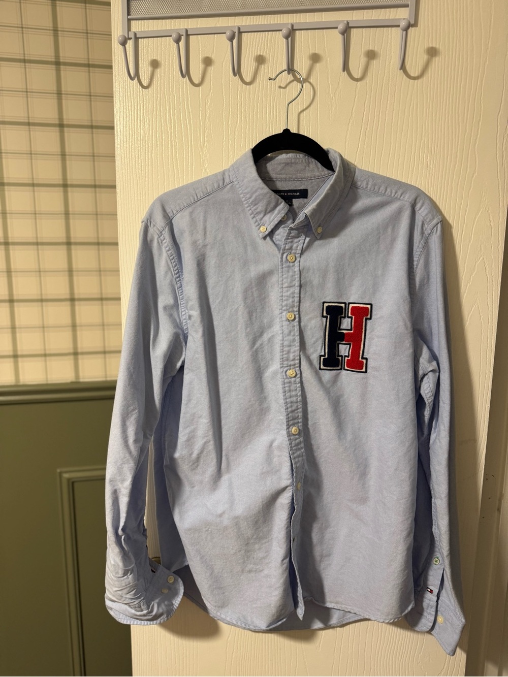 Tommy Hilfiger Light Blue Oxford Shirt with Contrasting H Patch